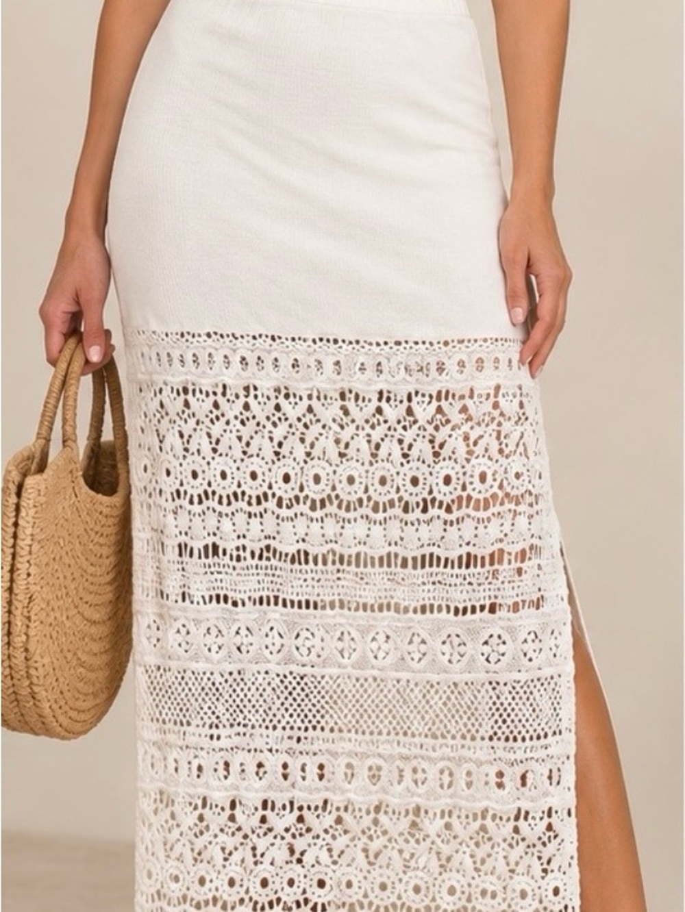 Jessica Simpson Women's White Crochet Maxi Skirt